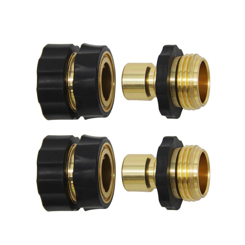Twinkle Star 3/4 Inch Garden Hose Fitting Quick Connector Male and Female Set with Extra Rubber Washers, 2 Set - Image 1